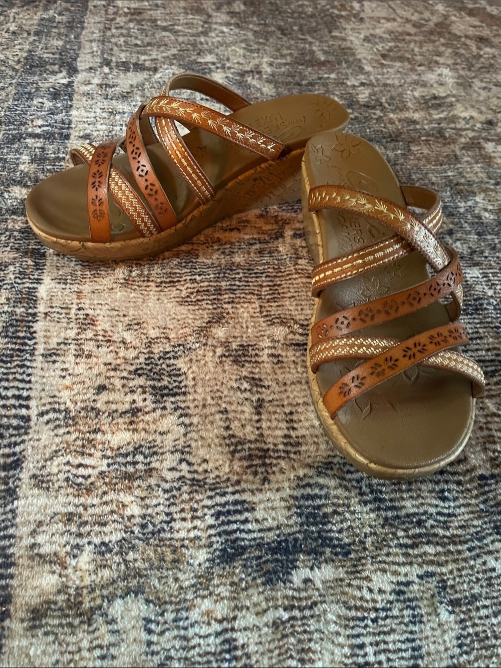 Sketchers Brown Strappy Wedge Sandals